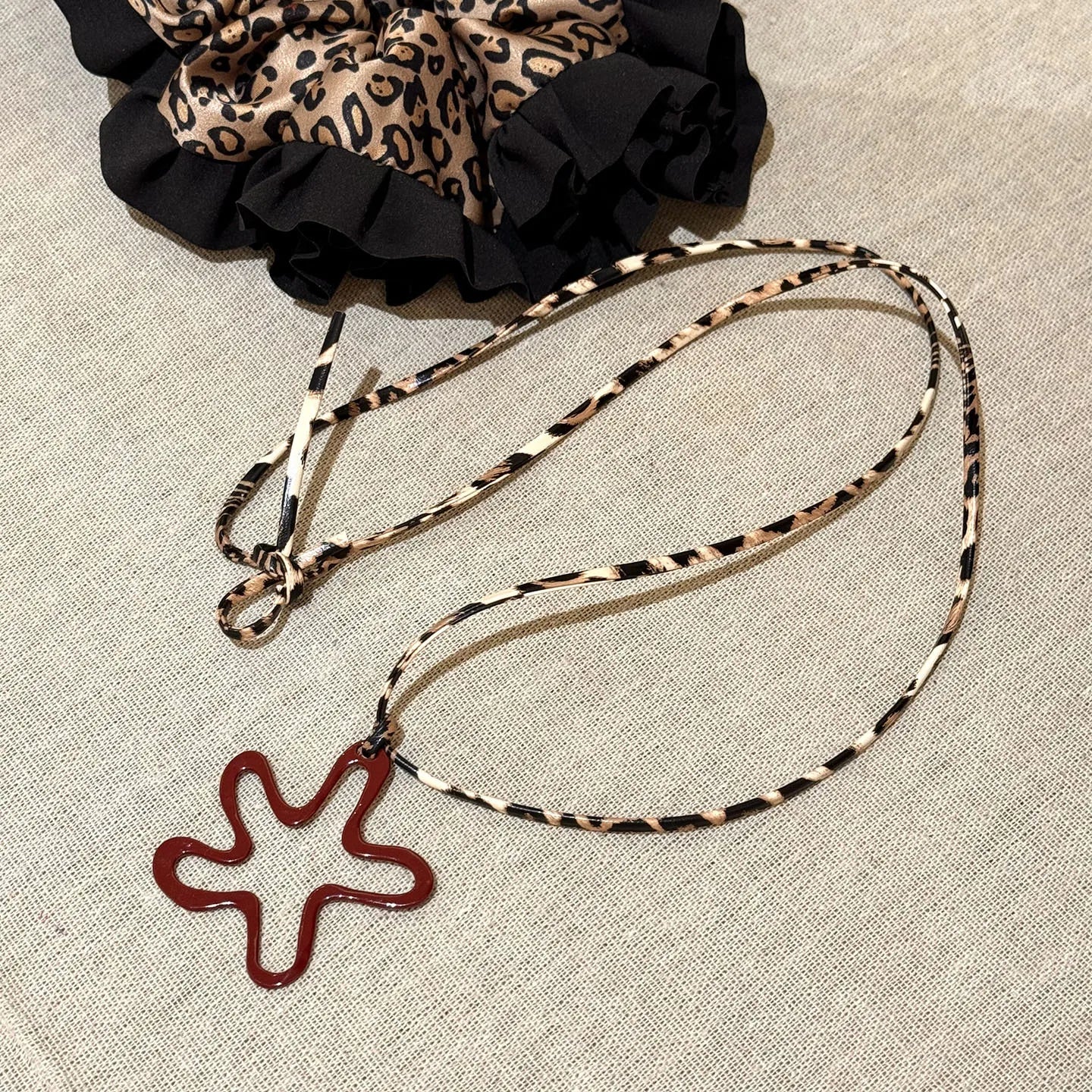 Wine Red Flower Necklace