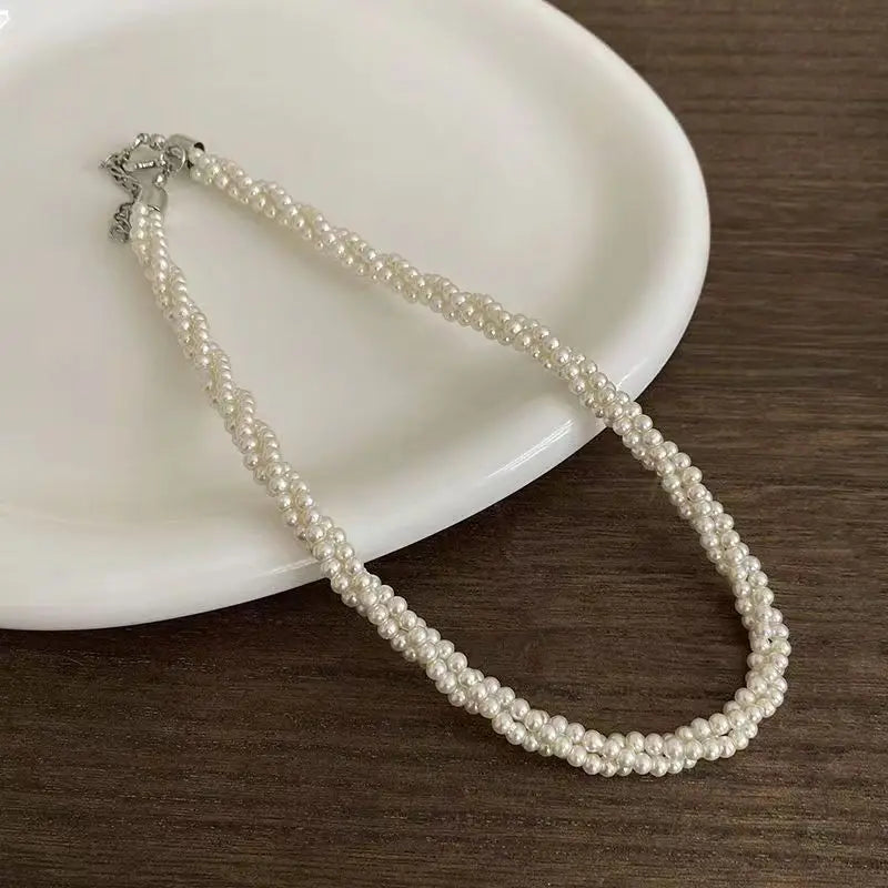 Layered Pearl Choker Necklace