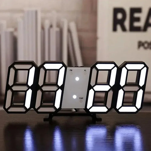 3D LED Alarm Clock Date/Temperature Display for Home Kitchen Office Garden Wall Clock Times Digital Decor