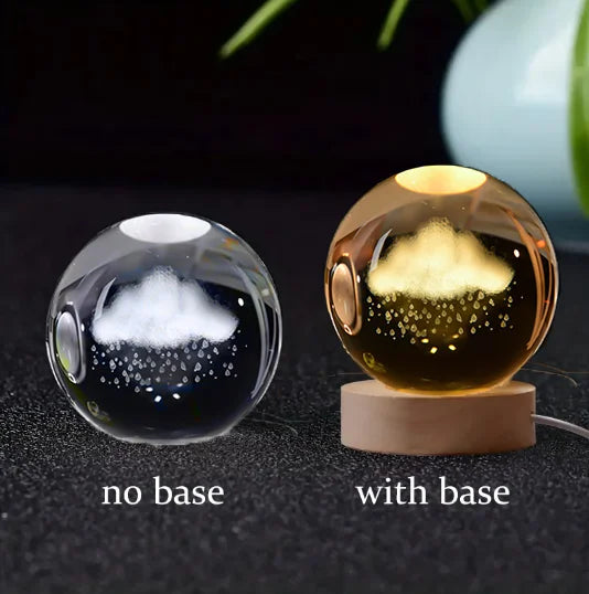 3D Crystal Ball Night Light Laser Engraved Solar System Globe Decoration for Home Desktop Astronomy Birthday Gift
