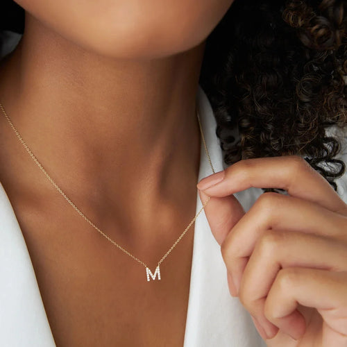 Zircon Letter Choker Necklace