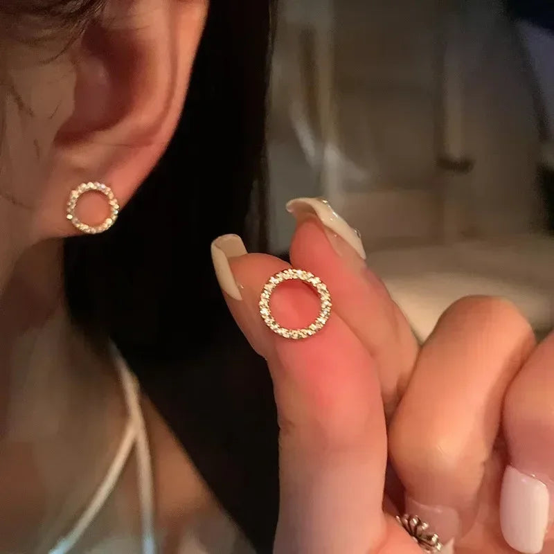 Gold Crystal Stud Earrings