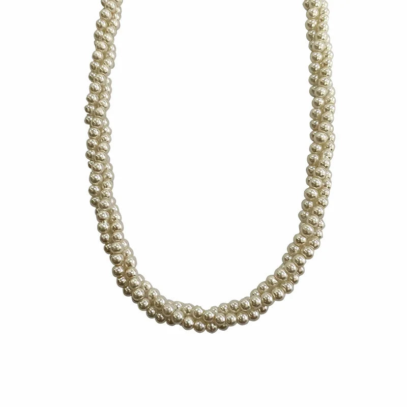 Layered Pearl Choker Necklace