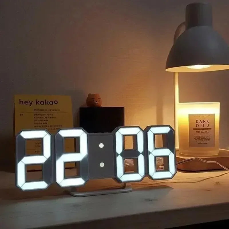 3D LED Alarm Clock Date/Temperature Display for Home Kitchen Office Garden Wall Clock Times Digital Decor