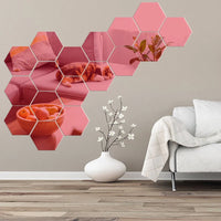 Rose Gold 3D Hexagon Mirror Wall Stickers DIY TV Background Decor for Living Room Bedroom Bathroom Home Decor