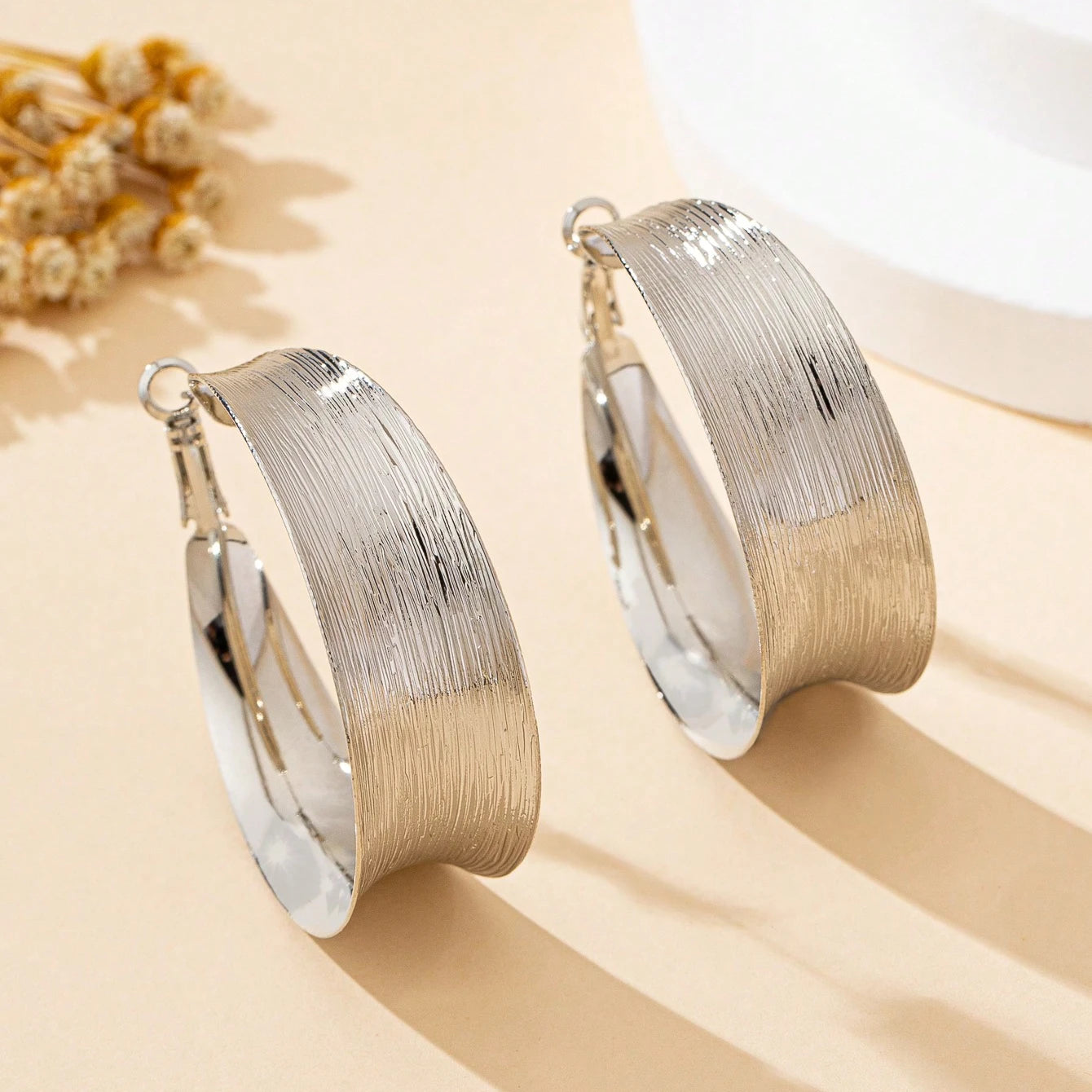 Brushed Gold Hoop Earrings