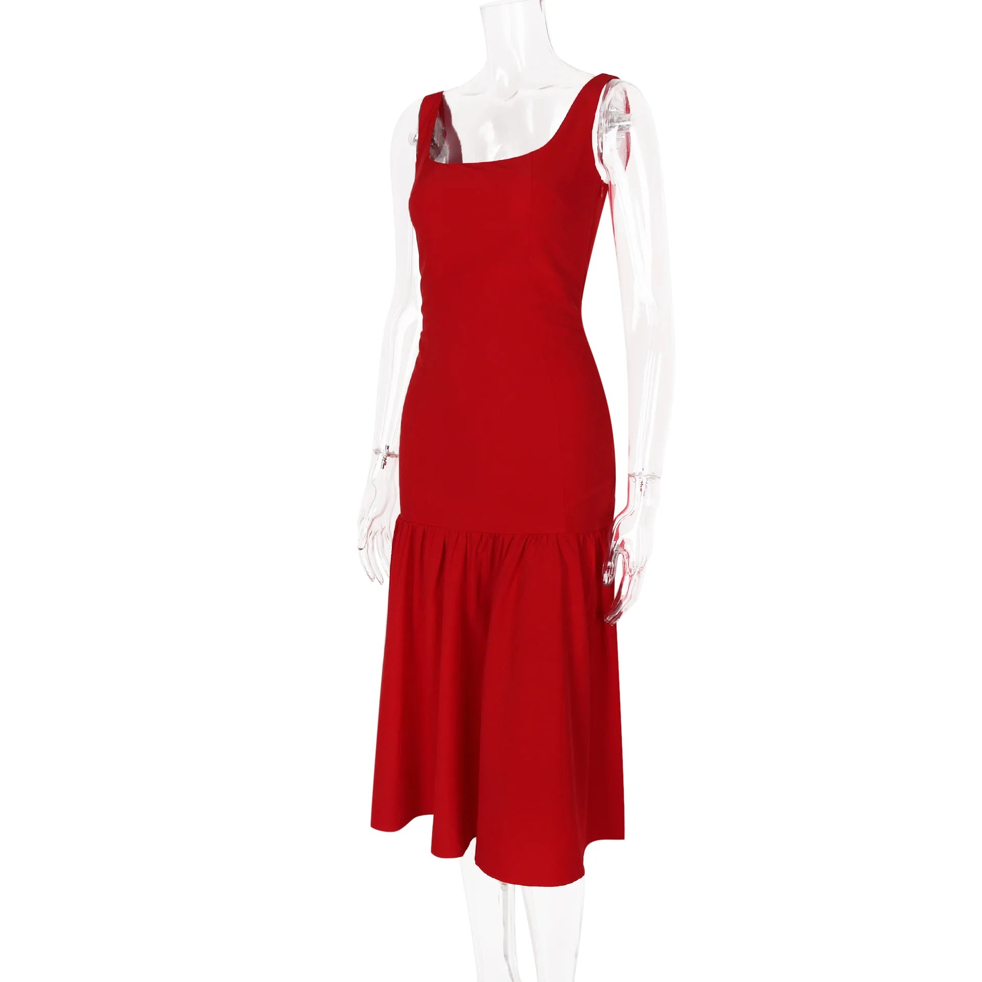 Red Suspender Dress