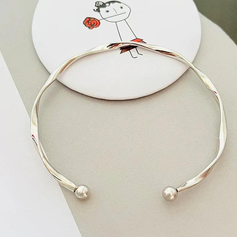 Twisted Wave Silver Bracelet