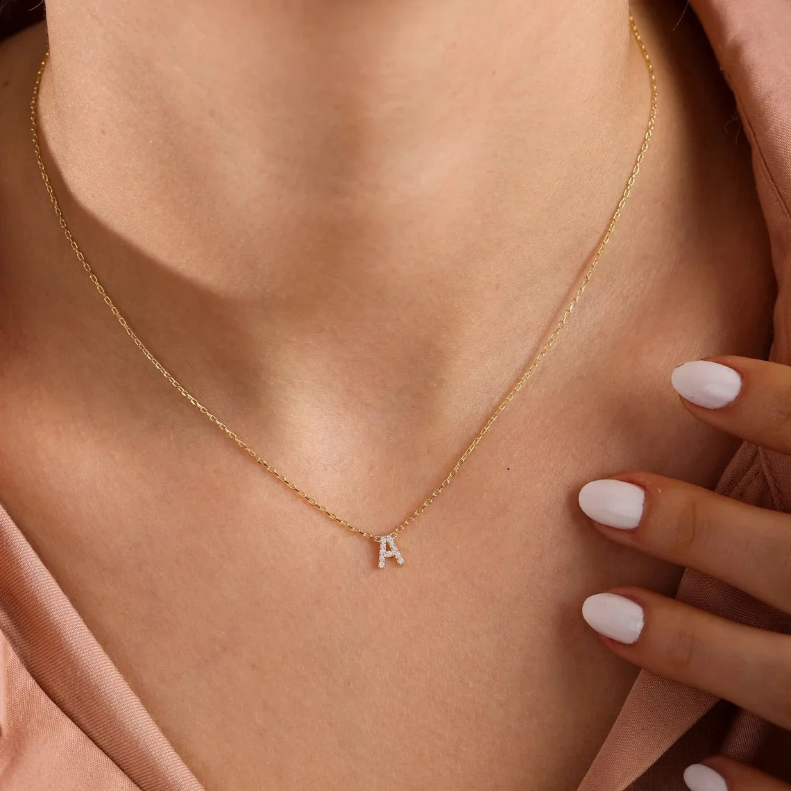 Zircon Letter Choker Necklace