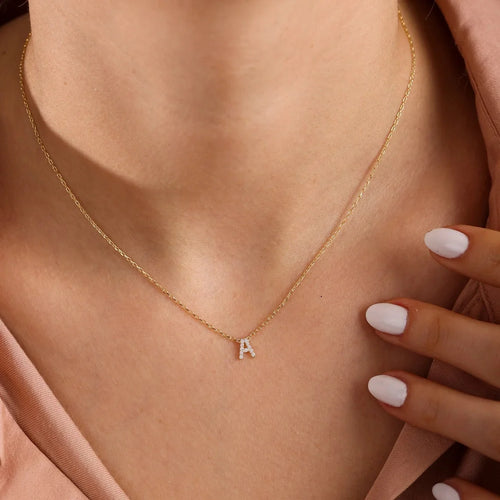 Zircon Letter Choker Necklace