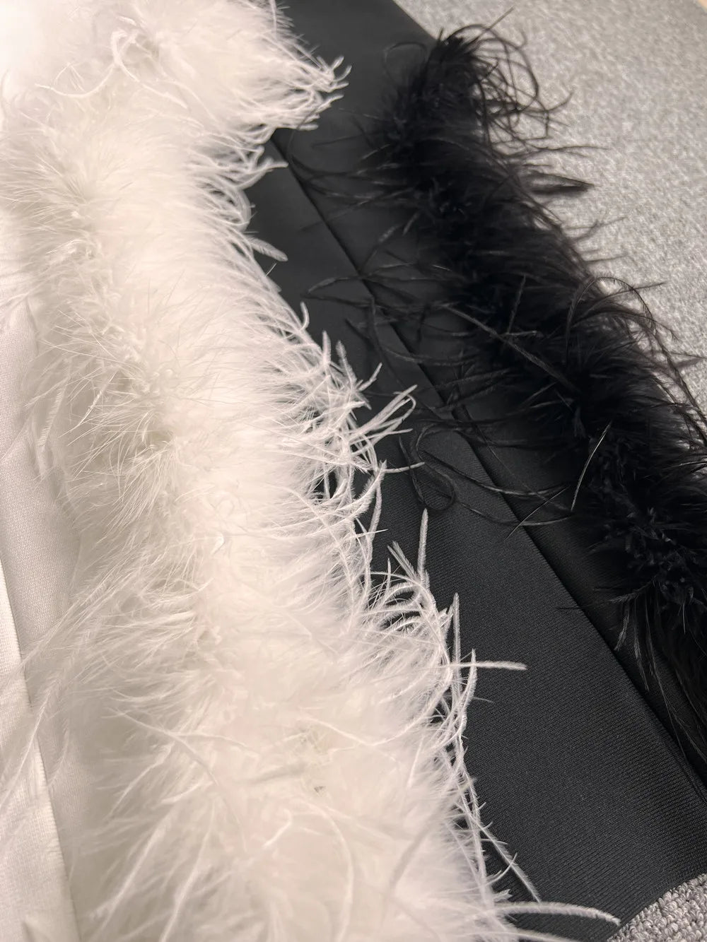 Strapless Feather Midi Dress