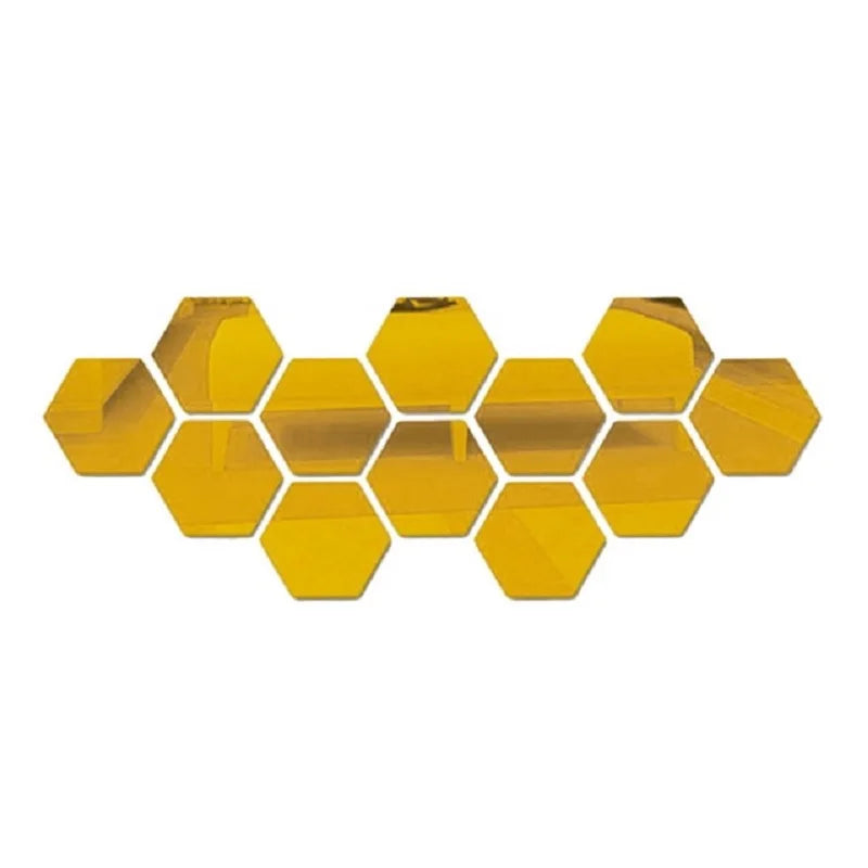 Rose Gold 3D Hexagon Mirror Wall Stickers DIY TV Background Decor for Living Room Bedroom Bathroom Home Decor