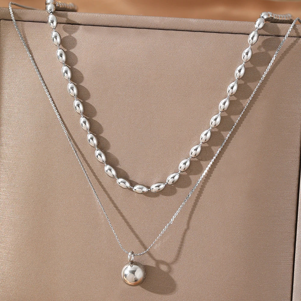 Double Chain Ball Necklace
