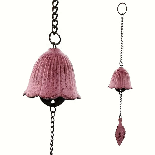 Creative Japanese Cast Iron Wind Chime Hanging Decoration Retro Metal Leaf Bell for Balcony Outdoor Garden