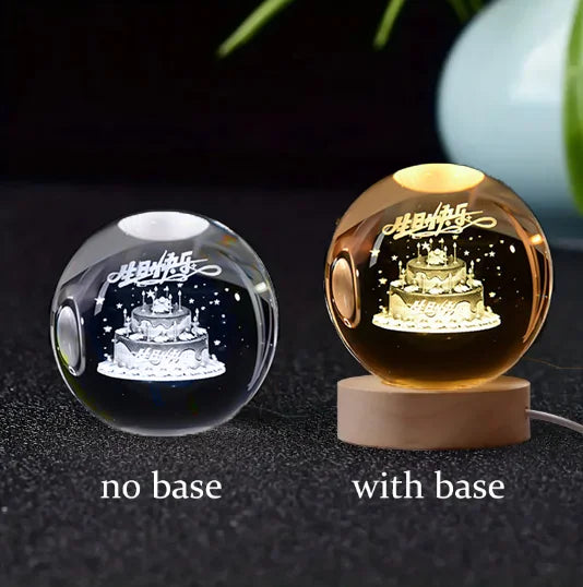 3D Crystal Ball Night Light Laser Engraved Solar System Globe Decoration for Home Desktop Astronomy Birthday Gift