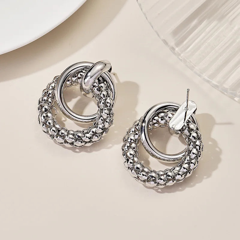Double Ring Drop Earrings