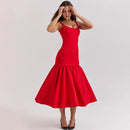 Red Suspender Dress