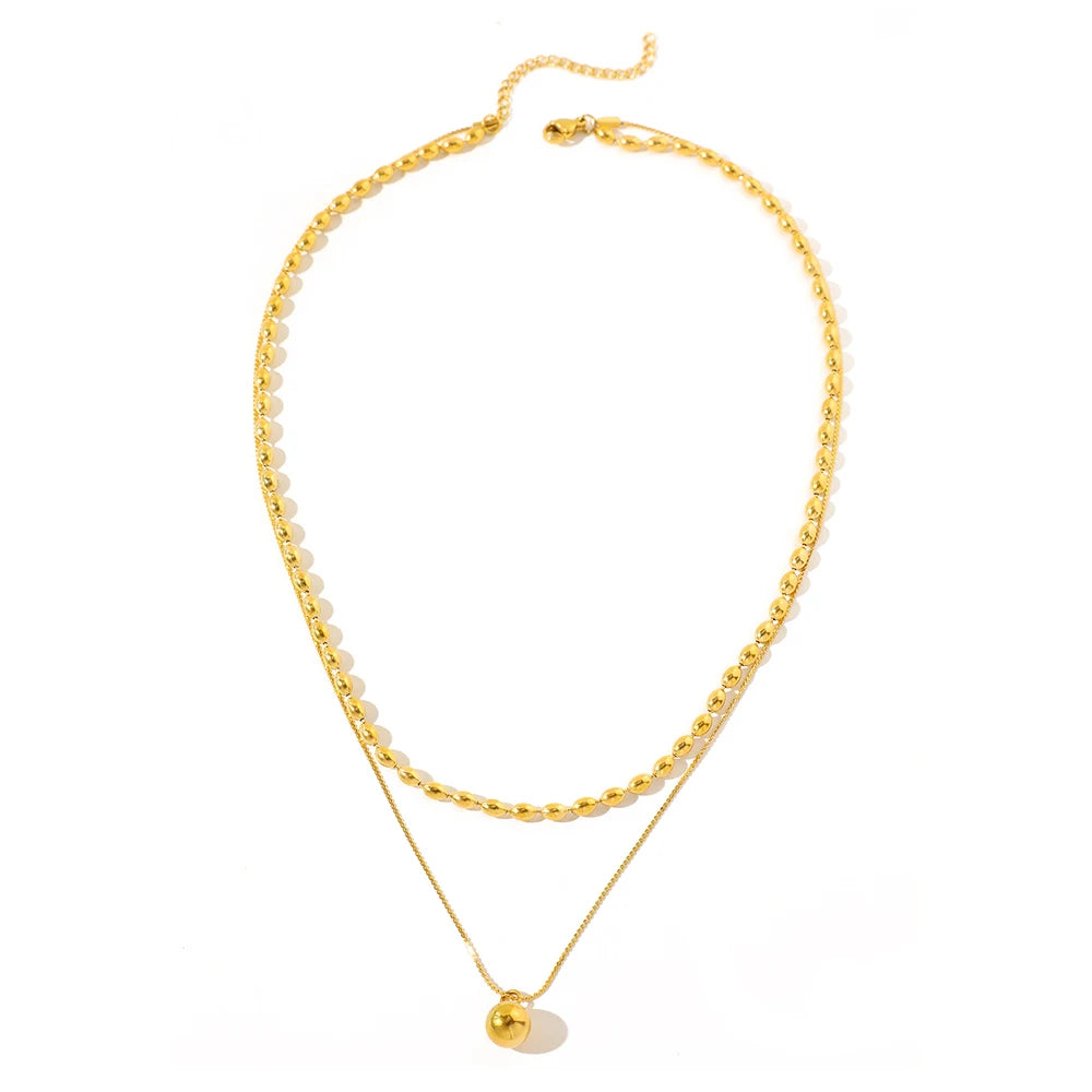 Double Chain Ball Necklace