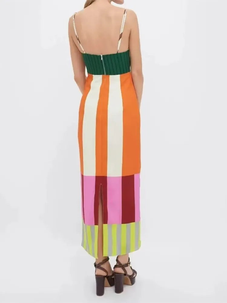 Striped Backless Boho Dress