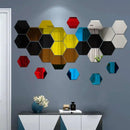 Rose Gold 3D Hexagon Mirror Wall Stickers DIY TV Background Decor for Living Room Bedroom Bathroom Home Decor