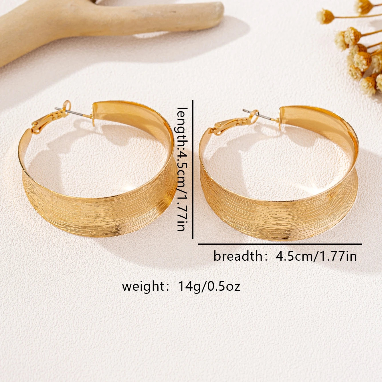 Brushed Gold Hoop Earrings