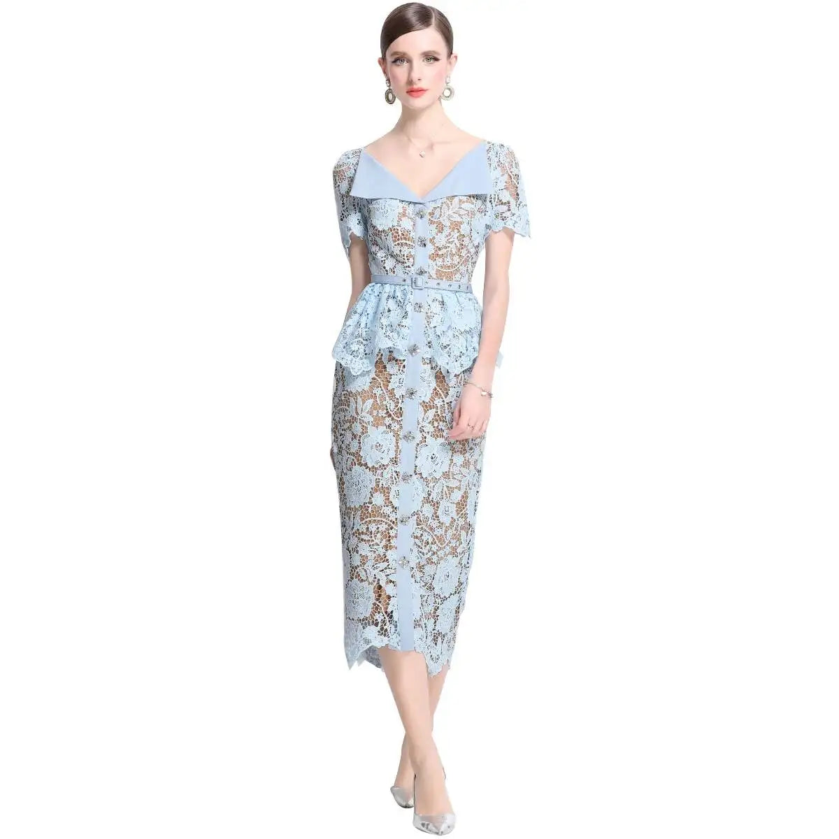 Beaded Lace Midi Dress