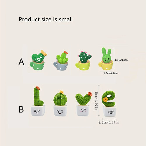 Resin Succulent Cactus Mini Green Plant Set of 4 for Office Home Living Room Crafts Eye Catching Short Length Figurines