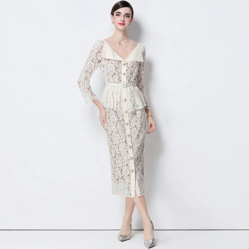 Beaded Lace Midi Dress