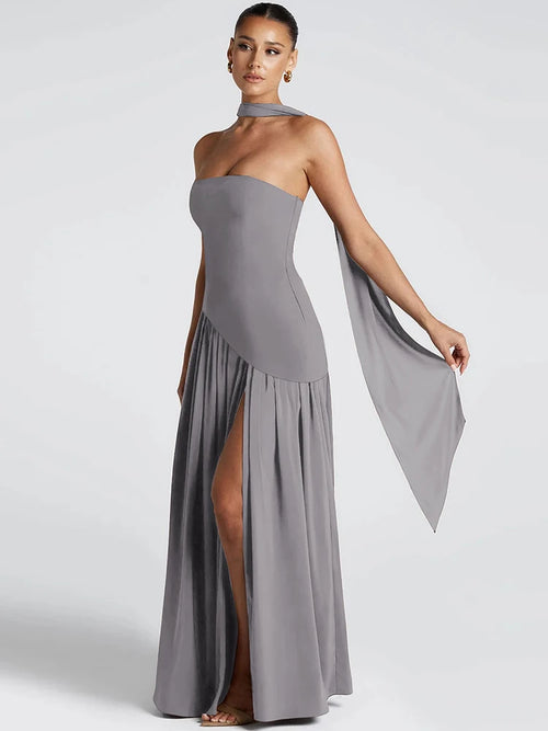 Patchwork Draped Maxi Dress