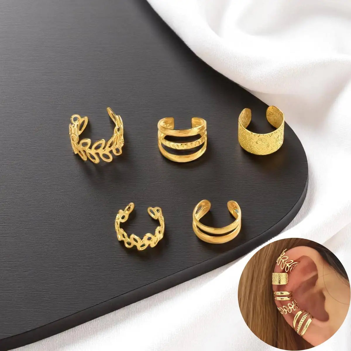 Elegant Silver Ear Cuffs