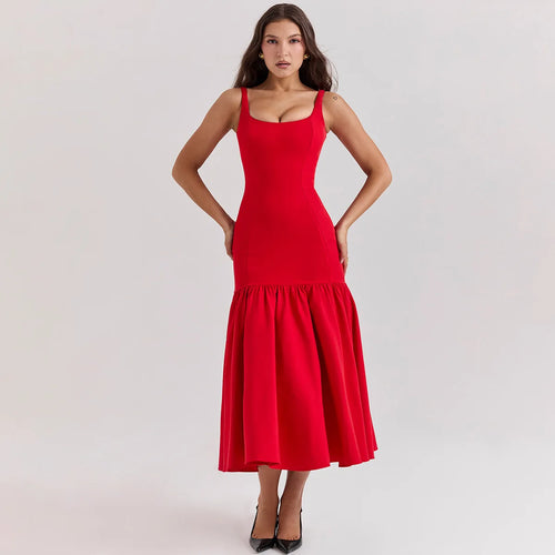 Red Suspender Dress