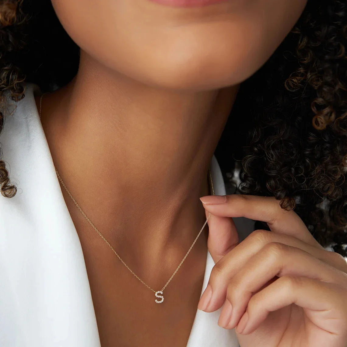 Zircon Letter Choker Necklace