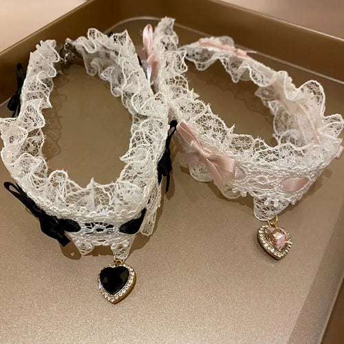 Heart Bow Lace Choker