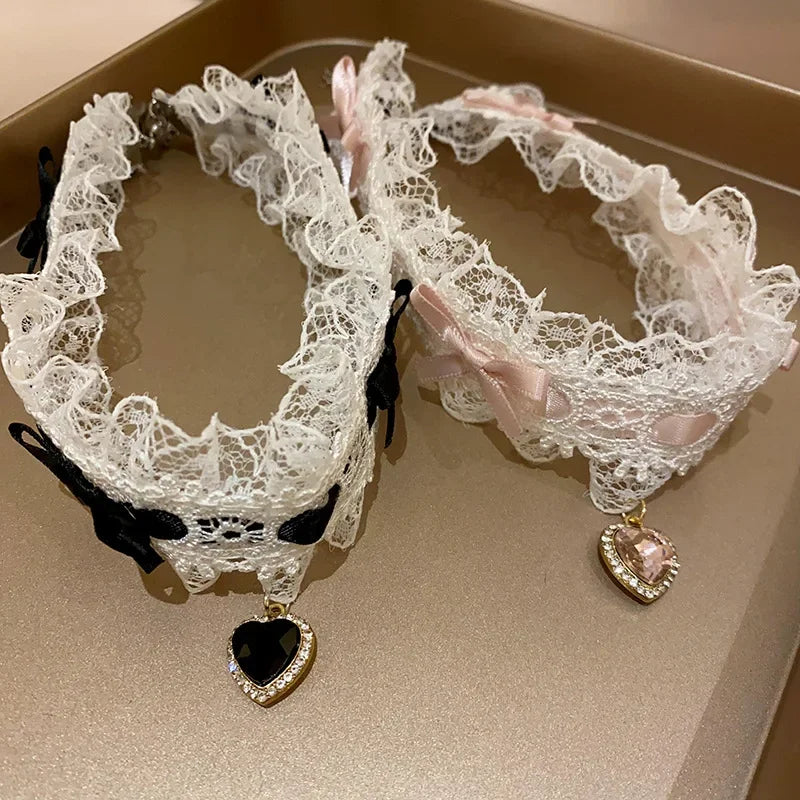 Heart Bow Lace Choker