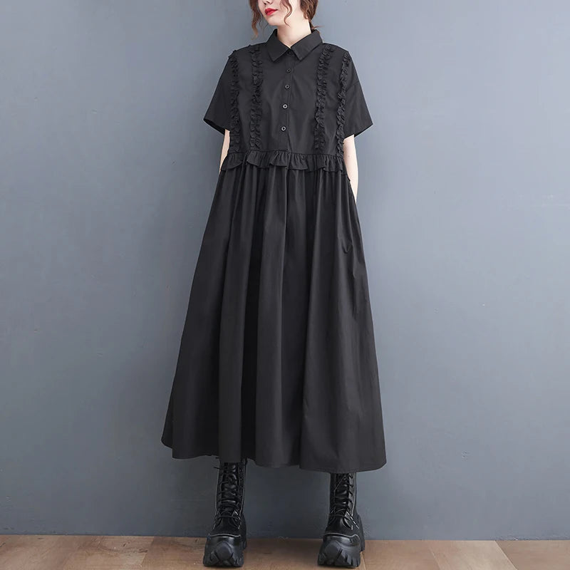 Ruffle Pleated A-Line Dress