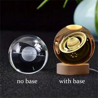 3D Crystal Ball Night Light Laser Engraved Solar System Globe Decoration for Home Desktop Astronomy Birthday Gift