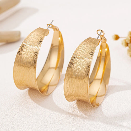 Brushed Gold Hoop Earrings