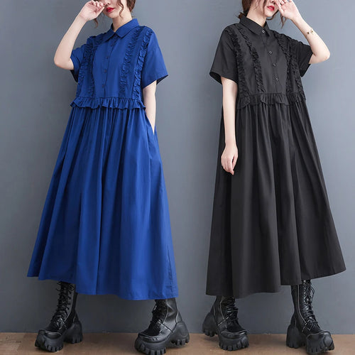 Ruffle Pleated A-Line Dress