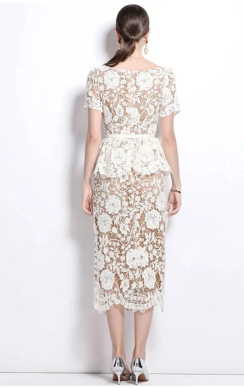 Beaded Lace Midi Dress