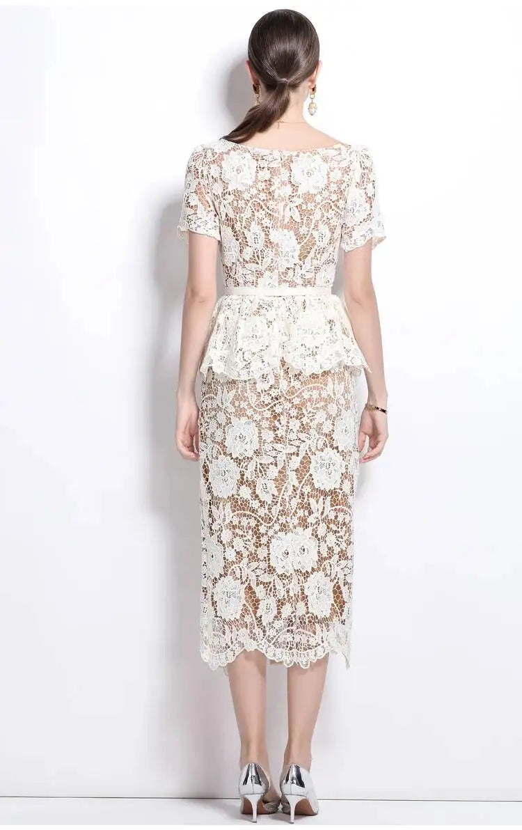 Beaded Lace Midi Dress