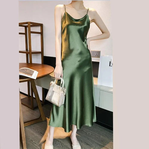 Satin High-Waist Dress