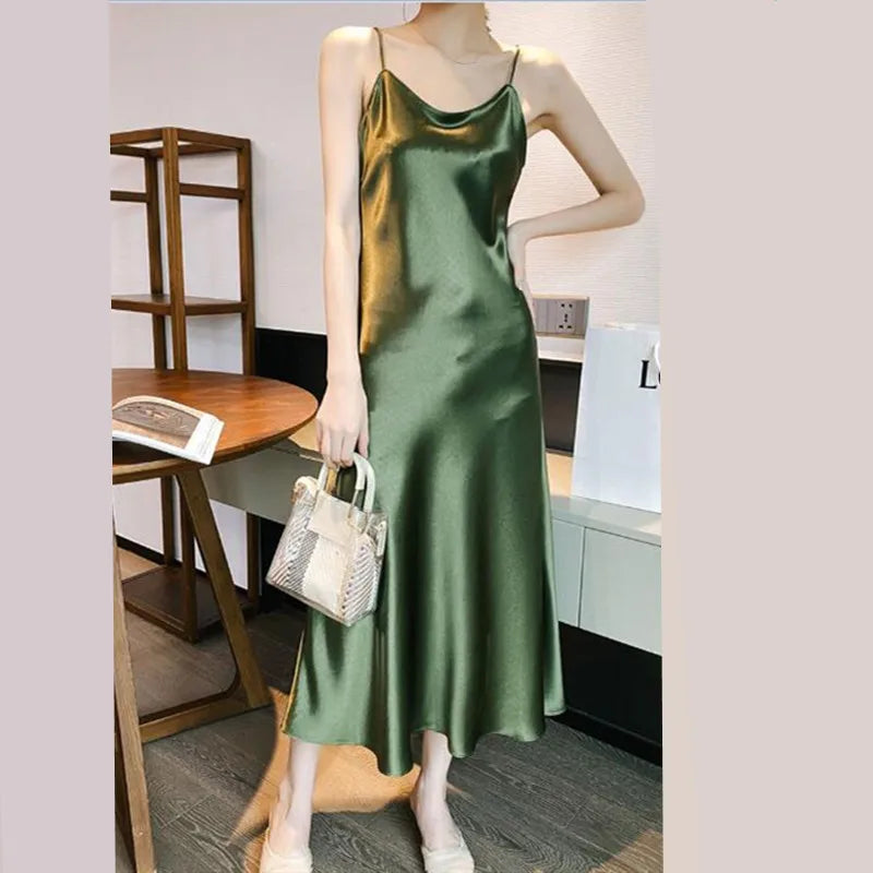 Satin High-Waist Dress