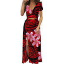 Polynesian Print Maxi Dress