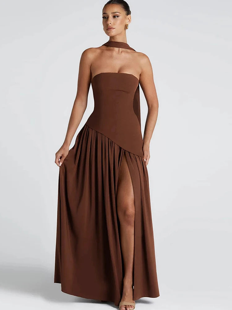Patchwork Draped Maxi Dress