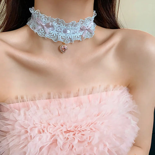 Heart Bow Lace Choker