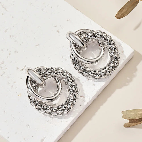 Double Ring Drop Earrings