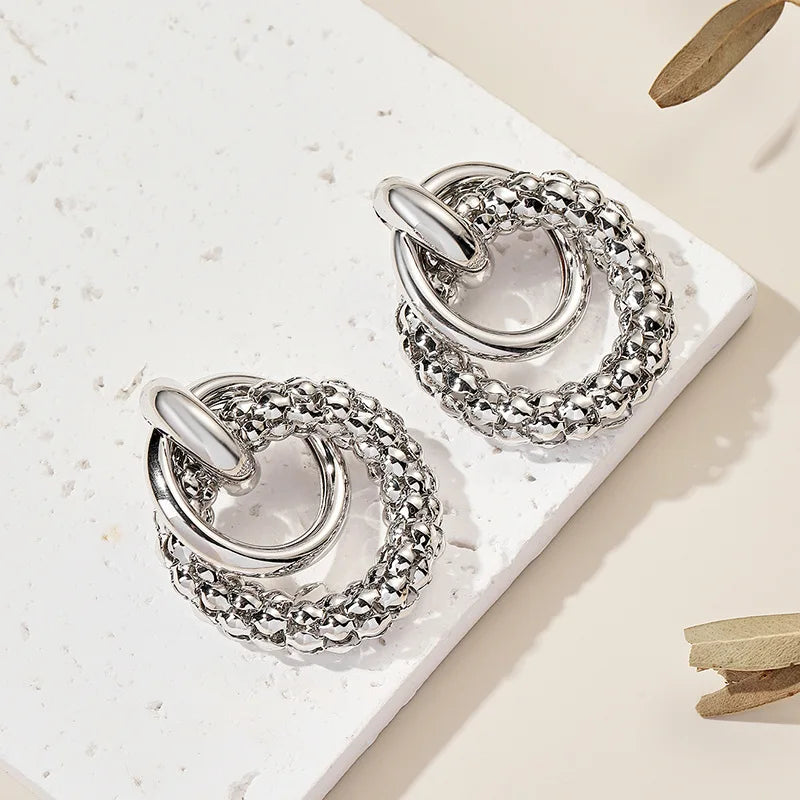 Double Ring Drop Earrings