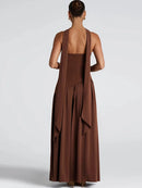 Patchwork Draped Maxi Dress