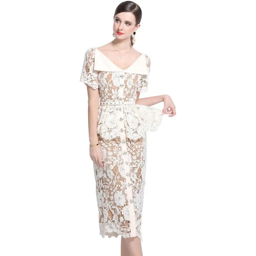Beaded Lace Midi Dress