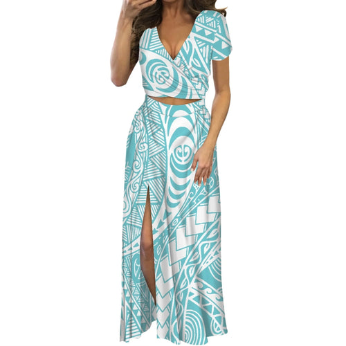 Polynesian Print Maxi Dress